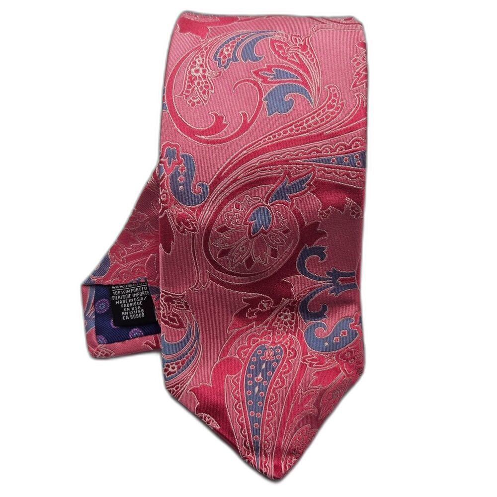 TED BAKER Pink Paisley Tie Colorful Bright Statement Necktie Silk USA